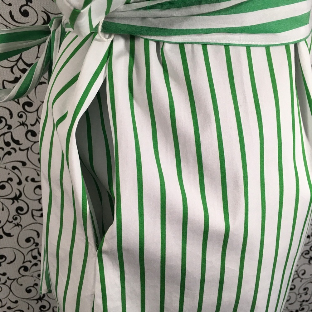1901 Green/ White Stripe Shirt Dress - Picture 4 of 7